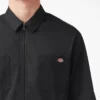 Mixed Media Zip Front Short Sleeve Work Shirt