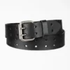 Perforated Leather Double Prong Buckle Belt