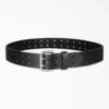 Perforated Leather Double Prong Buckle Belt