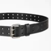 Perforated Leather Double Prong Buckle Belt