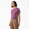 Women’s Large Striped Cropped Pocket T-Shirt
